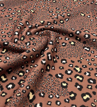 Brown Animal Printed Scuba Crepe Jersey Fabric 4 Way Stretch - T9 Fabrics