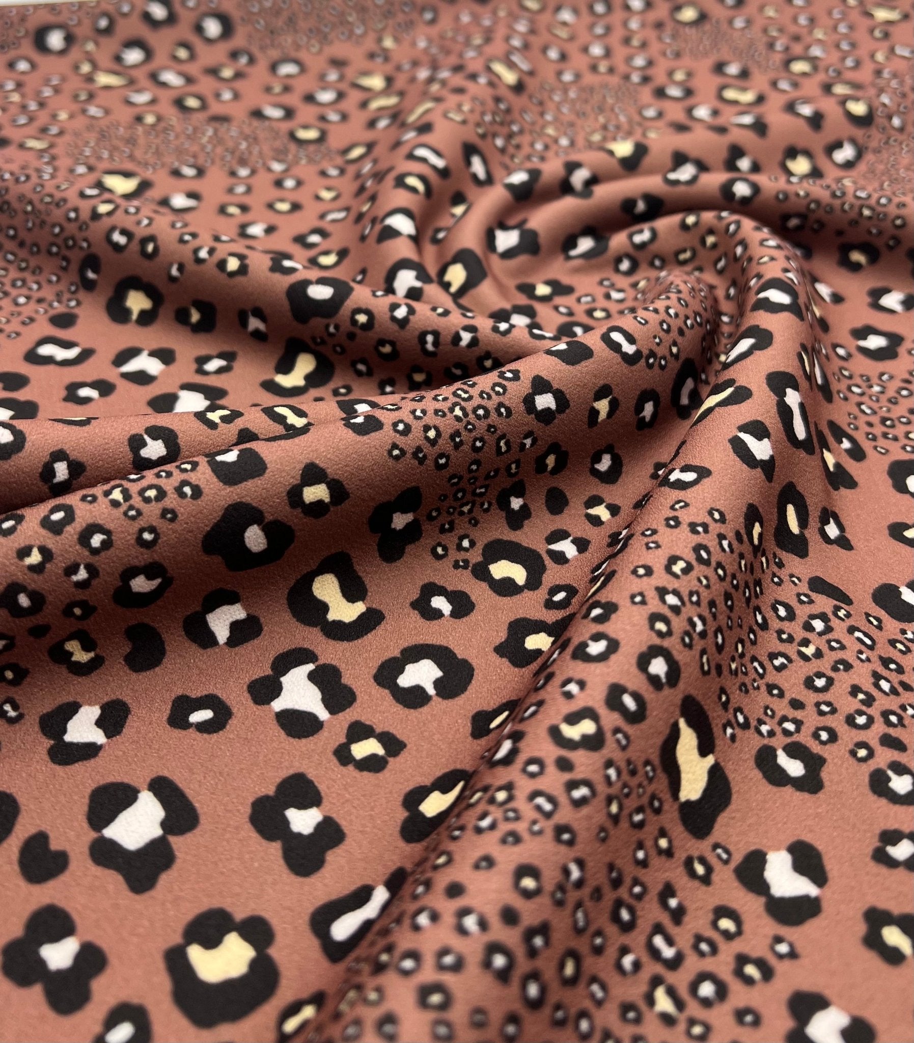 Brown Animal Printed Scuba Crepe Jersey Fabric 4 Way Stretch - T9 Fabrics