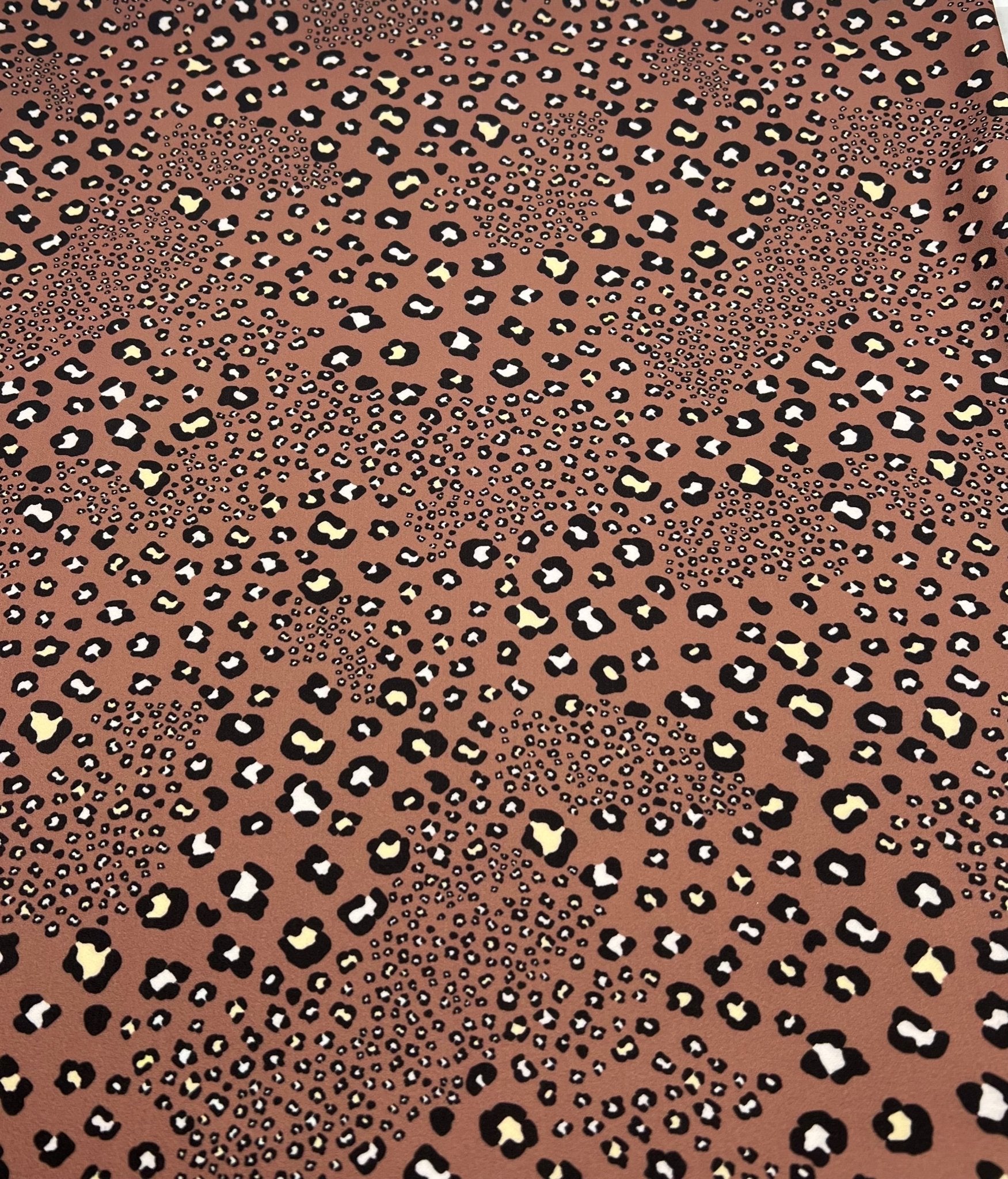 Brown Animal Printed Scuba Crepe Jersey Fabric 4 Way Stretch - T9 Fabrics