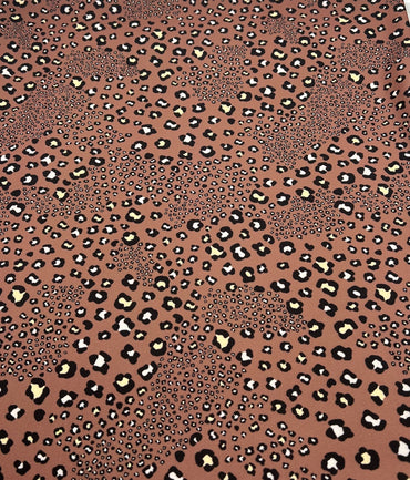 Brown Animal Printed Scuba Crepe Jersey Fabric 4 Way Stretch - T9 Fabrics