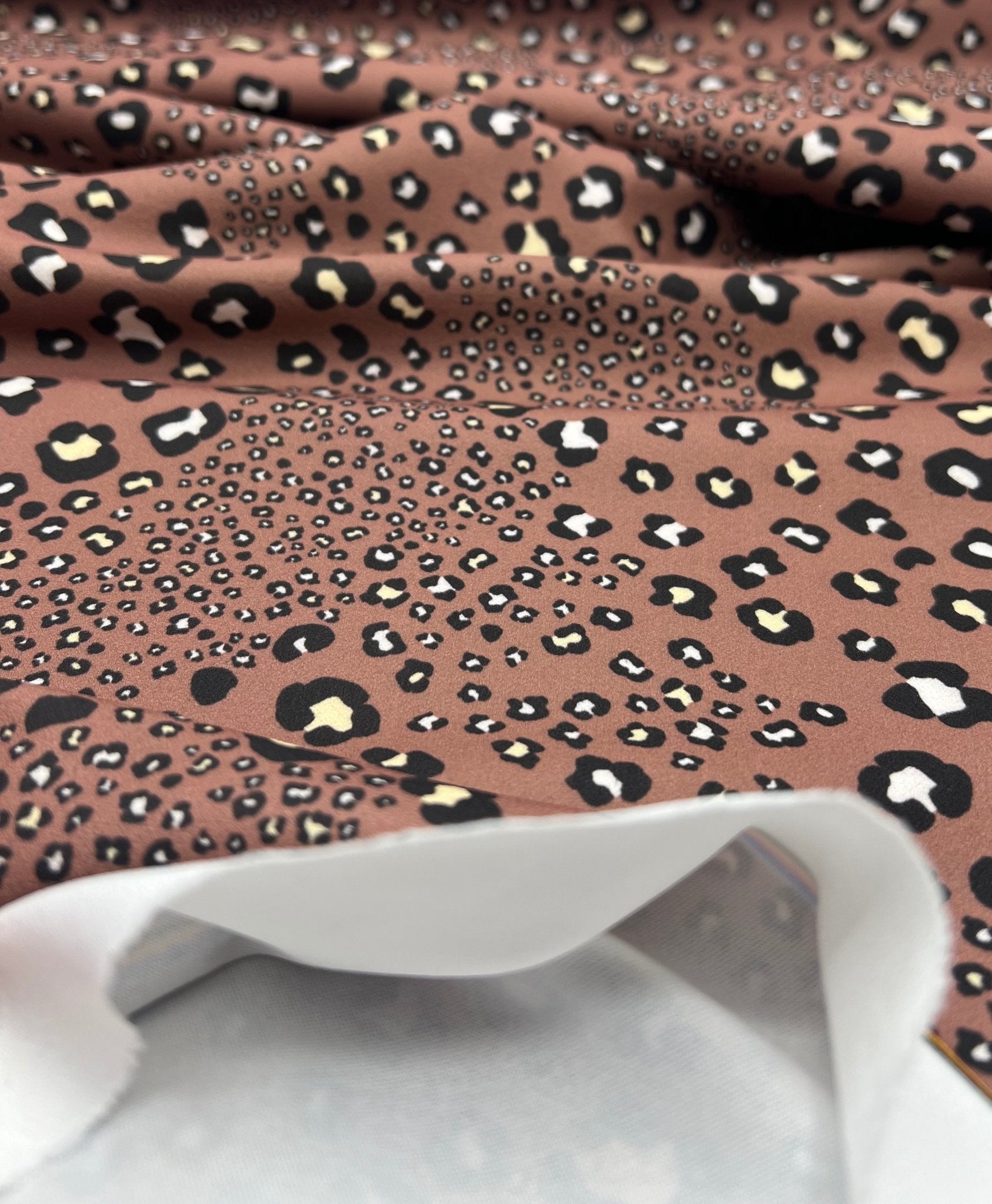 Brown Animal Printed Scuba Crepe Jersey Fabric 4 Way Stretch - T9 Fabrics