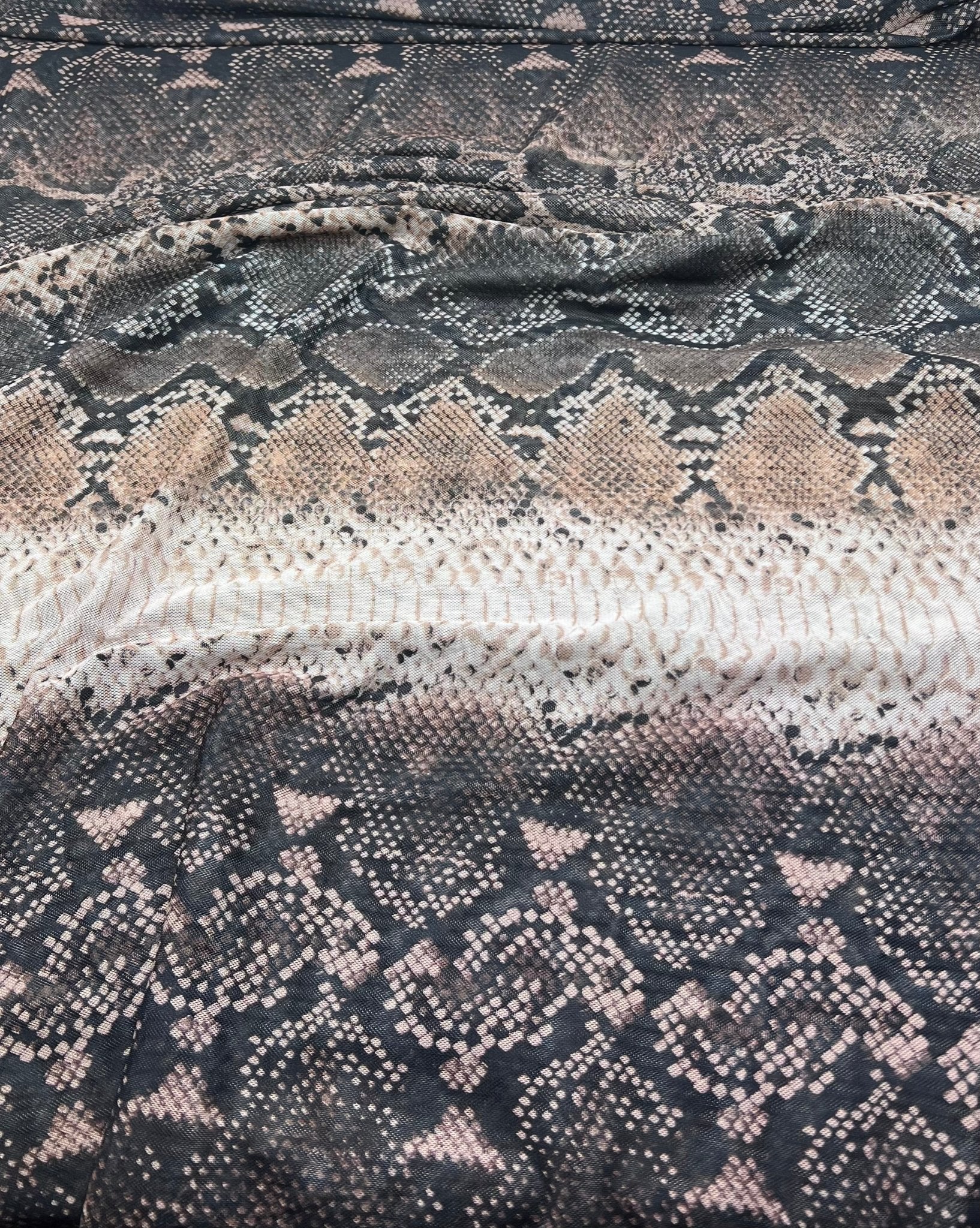 Brown Animal Snake Mesh Fabric Stretch - T9 Fabrics