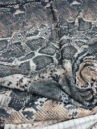 Brown Animal Snake Mesh Fabric Stretch - T9 Fabrics