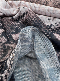 Brown Animal Snake Mesh Fabric Stretch - T9 Fabrics