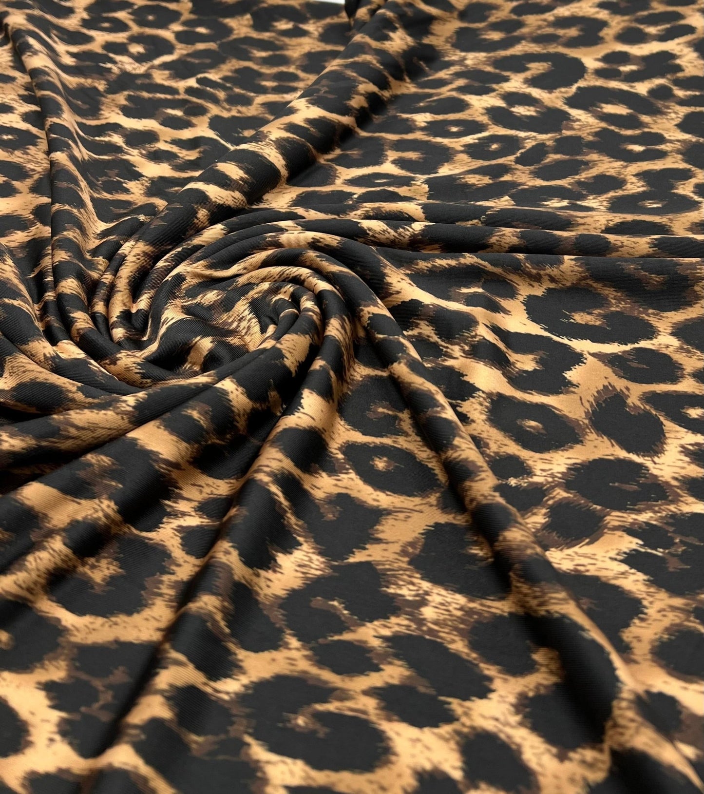 Brown Black Leopard Print Soft Touch 4 Way Stretch Fabric - T9 Fabrics