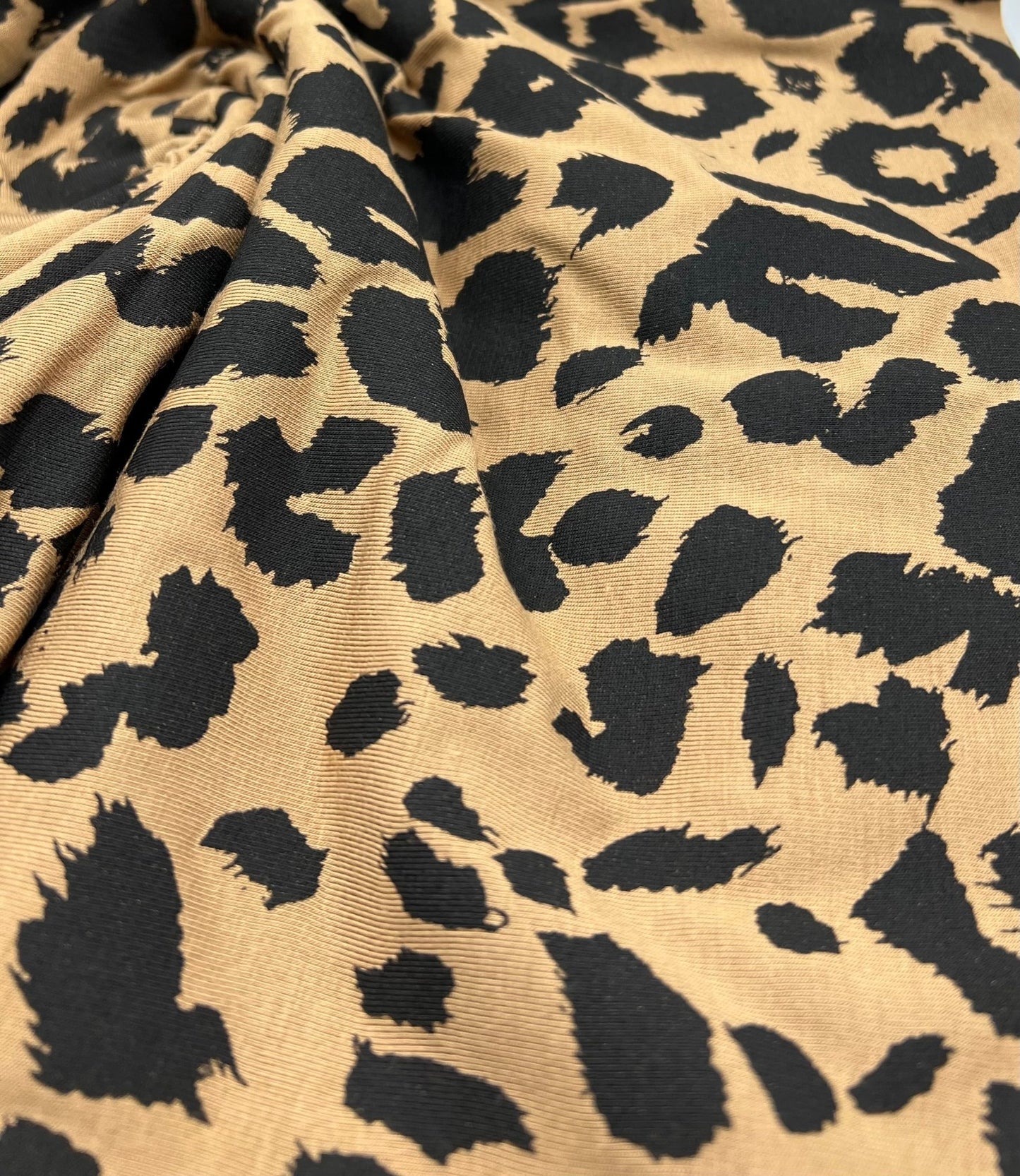 Brown Black Leopard Print Viscose Elastane Fabric - T9 Fabrics