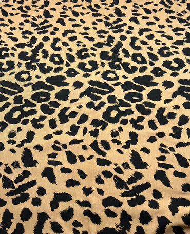 Brown Black Leopard Print Viscose Elastane Fabric - T9 Fabrics