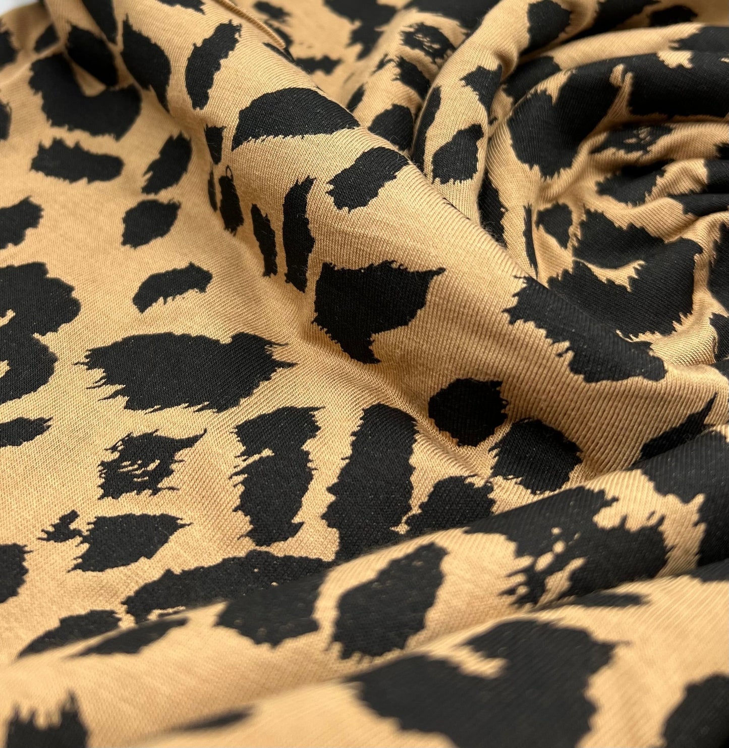 Brown Black Leopard Print Viscose Elastane Fabric - T9 Fabrics