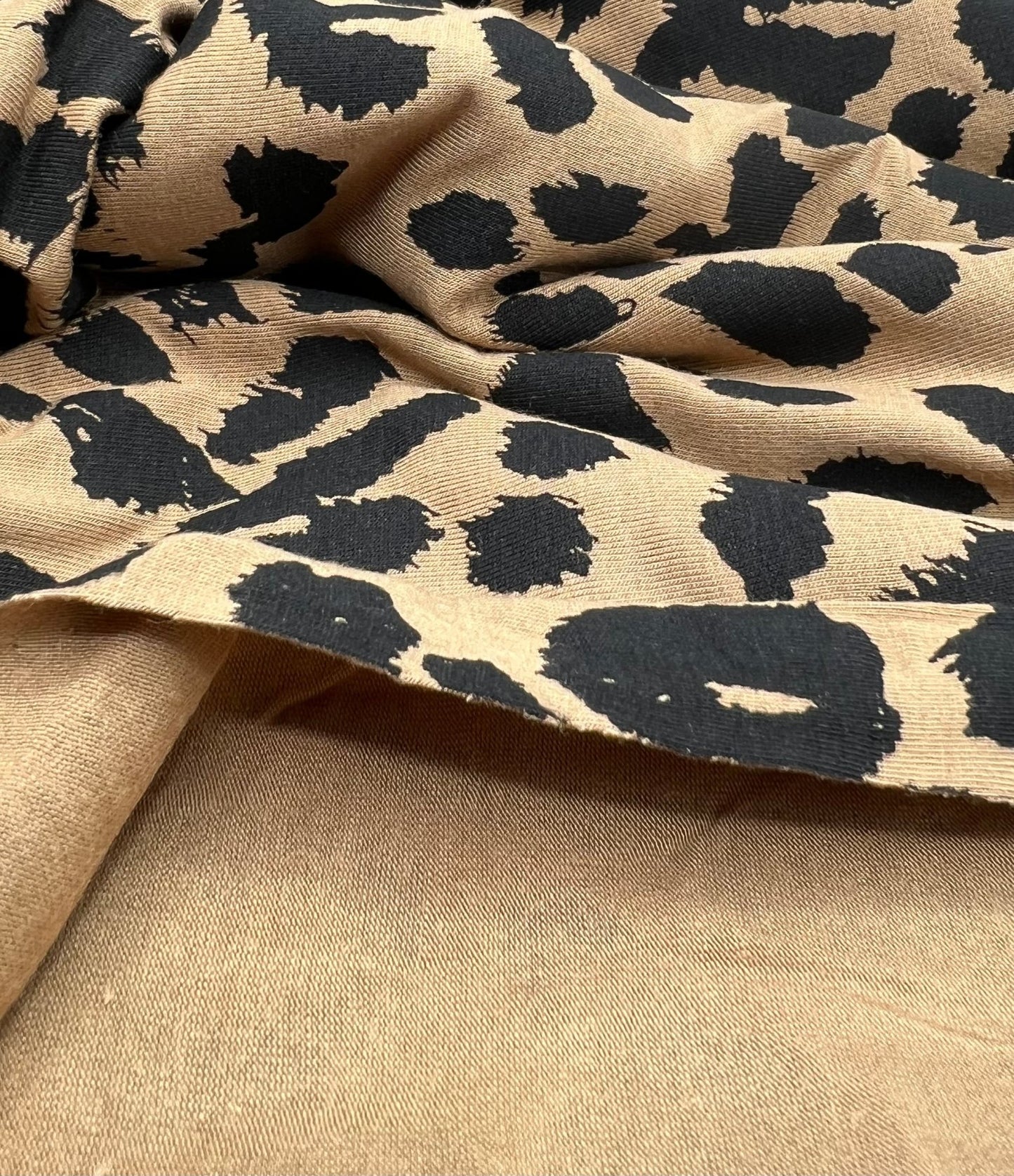 Brown Black Leopard Print Viscose Elastane Fabric - T9 Fabrics