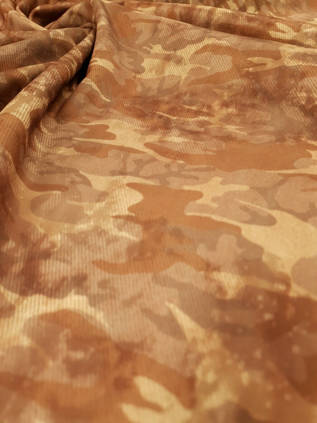 Brown Camo Printed Plain Scuba Fabric - T9 Fabrics