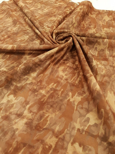 Brown Camo Printed Plain Scuba Fabric - T9 Fabrics