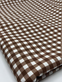 Brown Gingham Non Stretch Woven Fabric - T9 Fabrics