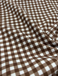 Brown Gingham Non Stretch Woven Fabric - T9 Fabrics