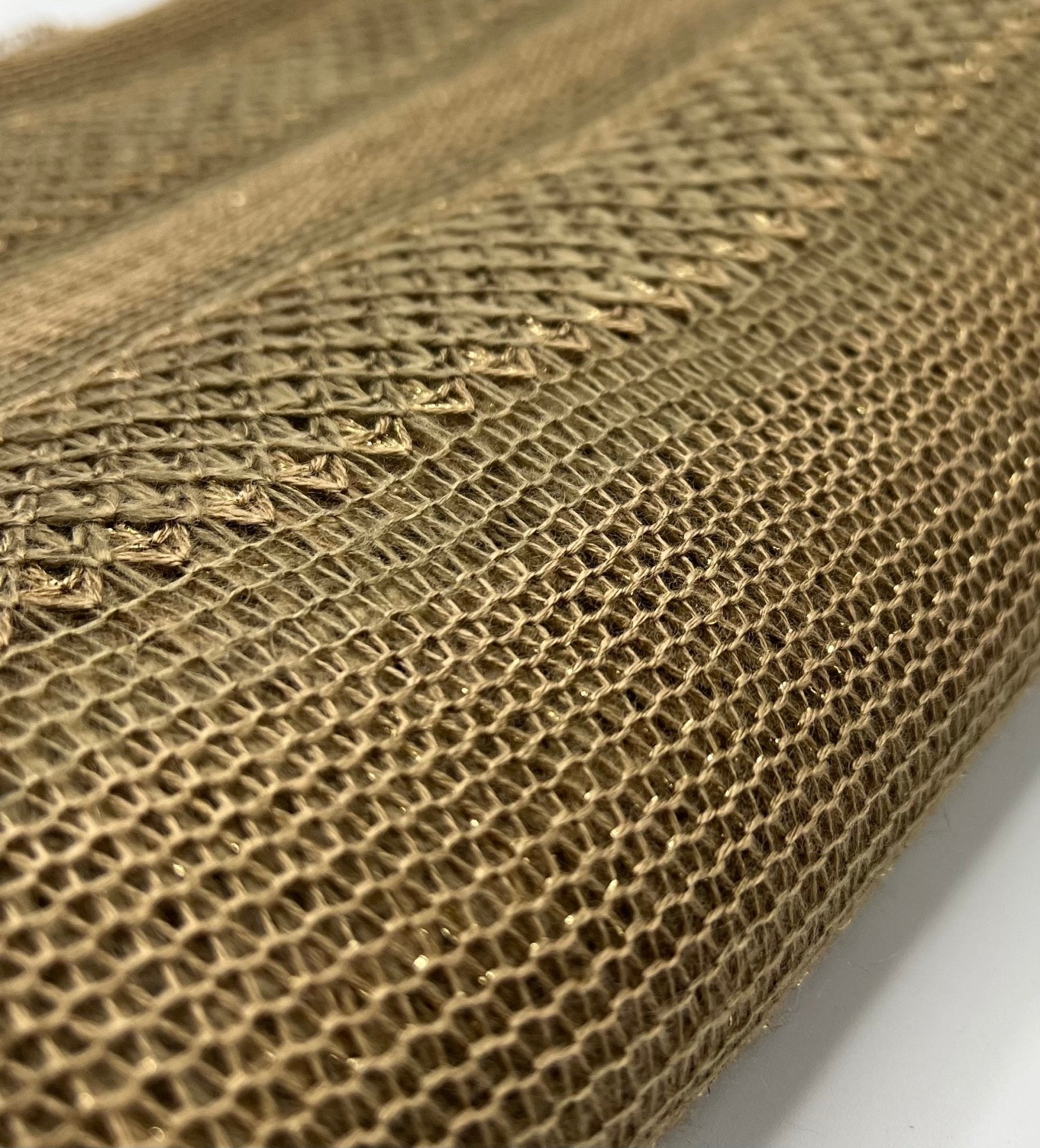 Brown Green Gold Stripe Knitted Stretch Fabric - T9 Fabrics