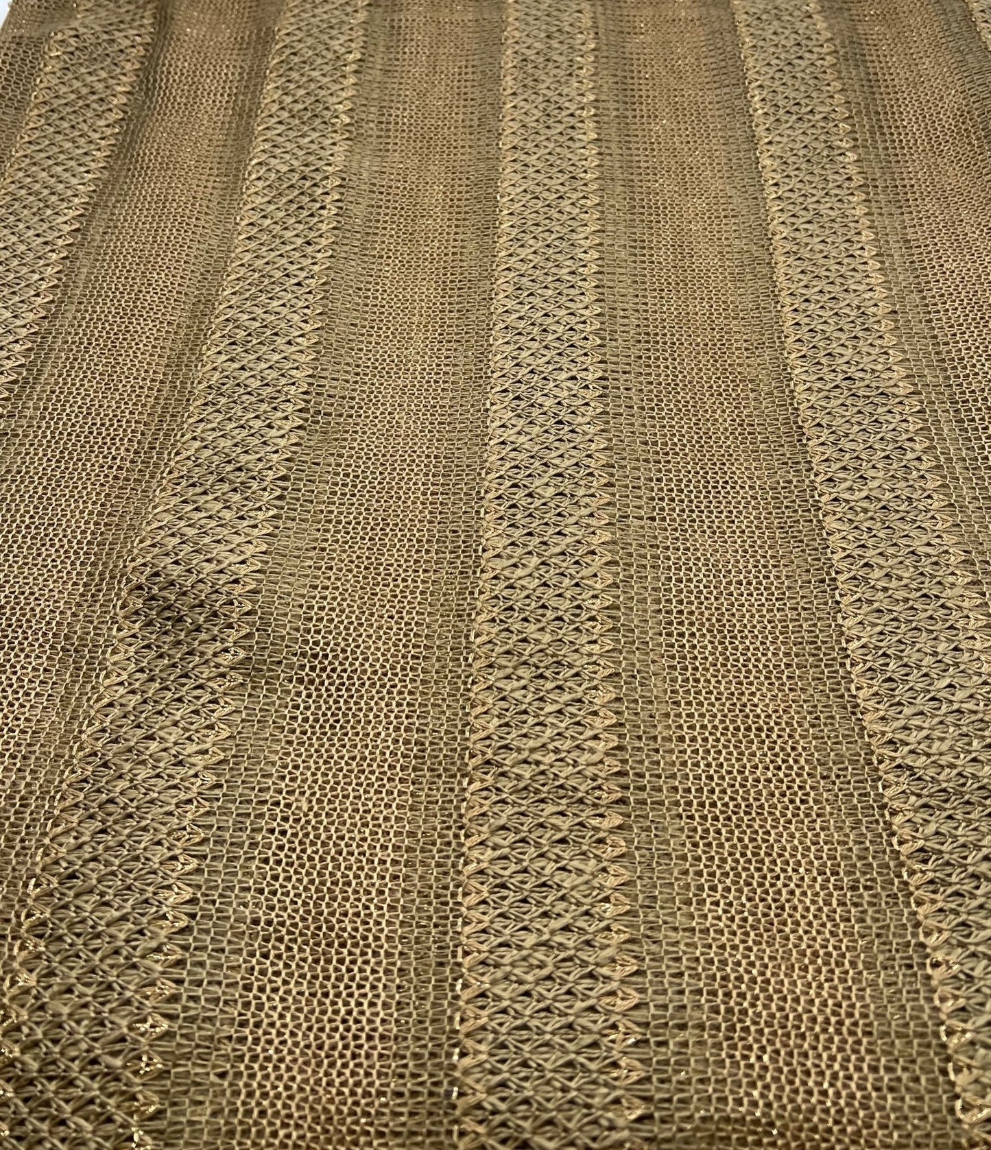 Brown Green Gold Stripe Knitted Stretch Fabric - T9 Fabrics