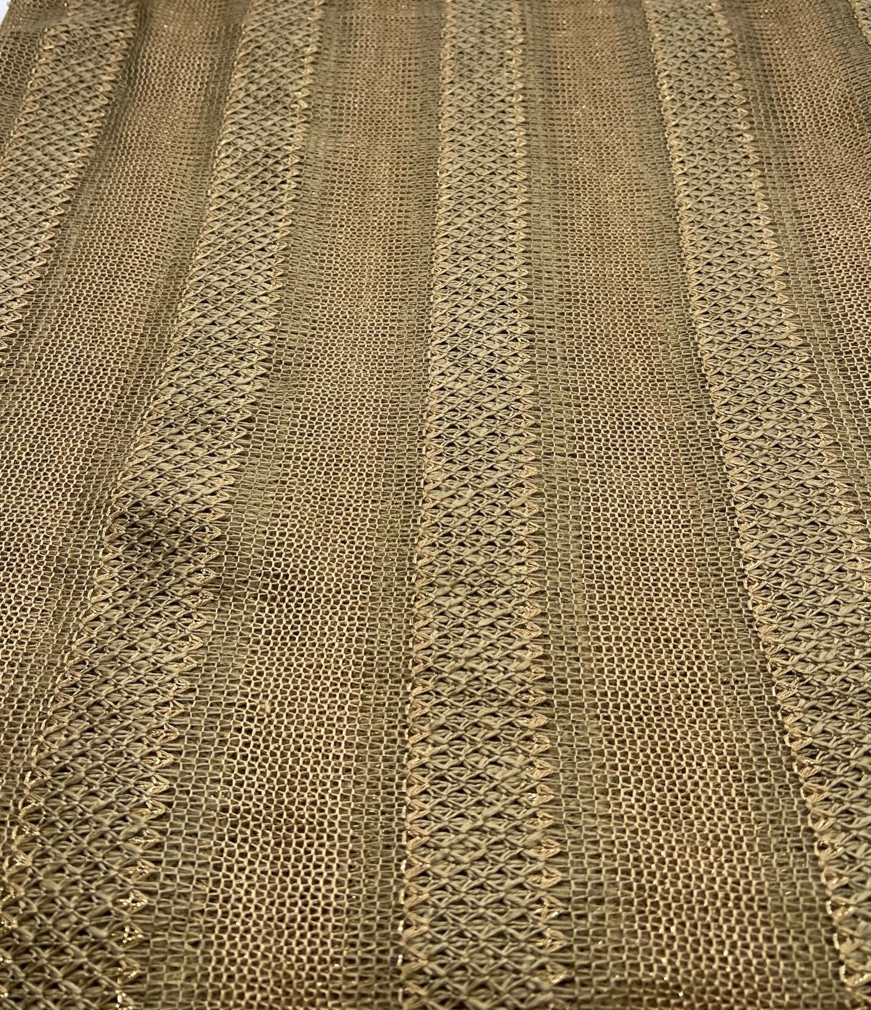 Brown Green Gold Stripe Knitted Stretch Fabric - T9 Fabrics