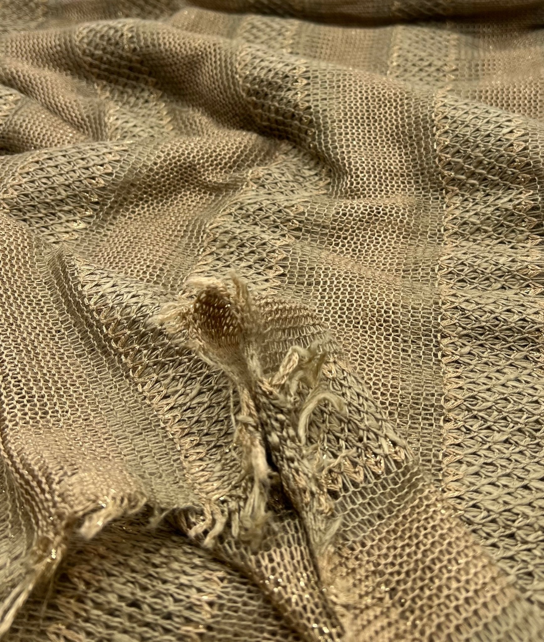 Brown Green Gold Stripe Knitted Stretch Fabric - T9 Fabrics
