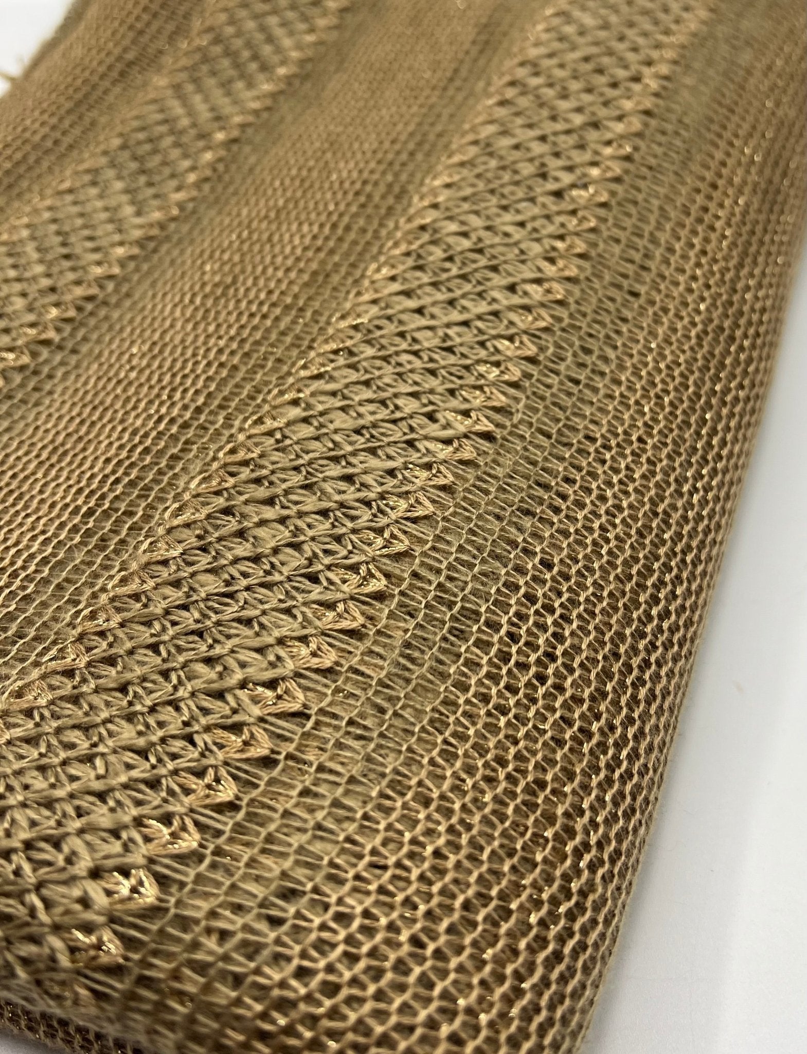 Brown Green Gold Stripe Knitted Stretch Fabric - T9 Fabrics