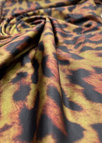 Brown Green Tint Leopard Print Soft Touch Stretch Fabric - T9 Fabrics