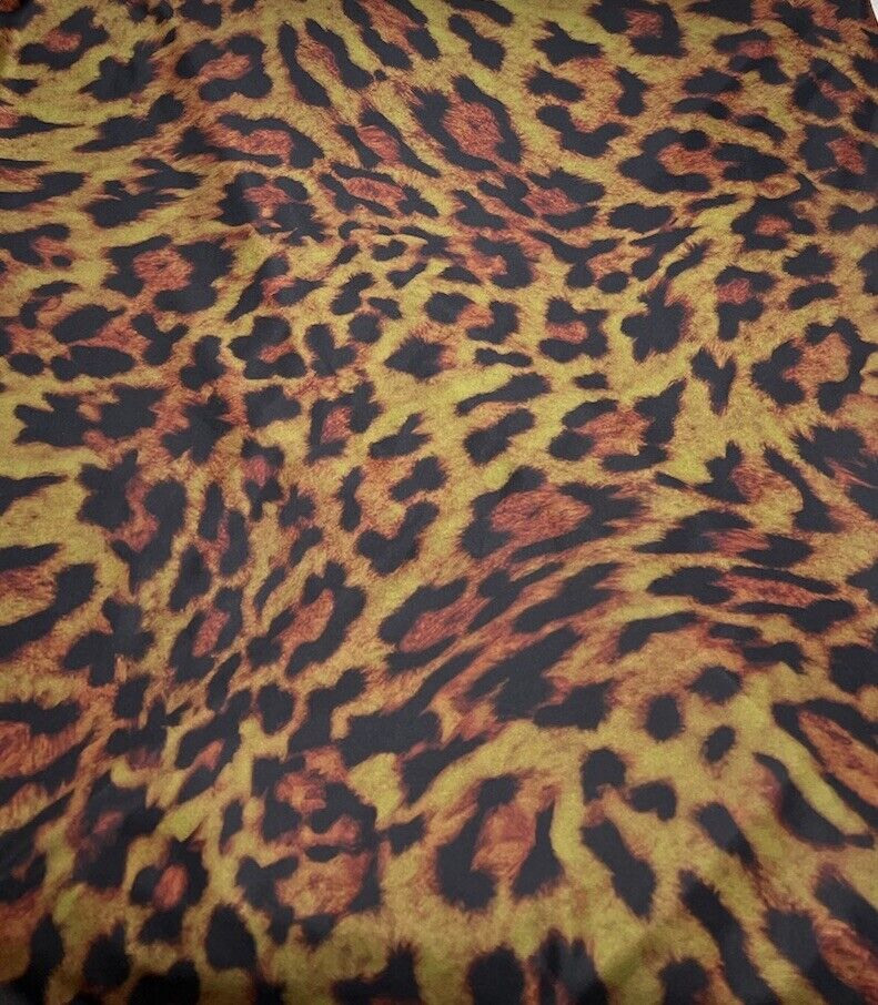 Brown Green Tint Leopard Print Soft Touch Stretch Fabric - T9 Fabrics