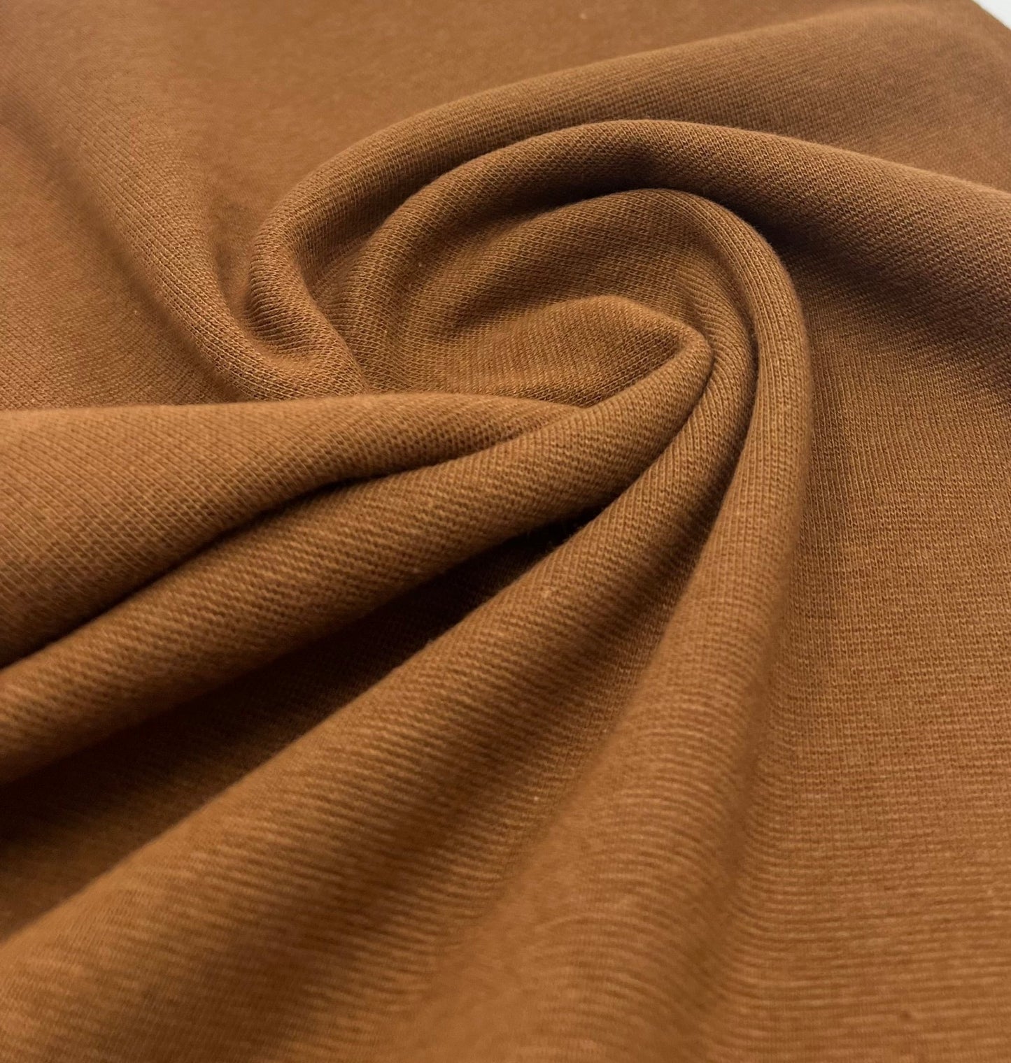 Brown Jersey Cuffing Ribbing Fabric 270 GSM Cotton Knit 70cm Wide - T9 Fabrics