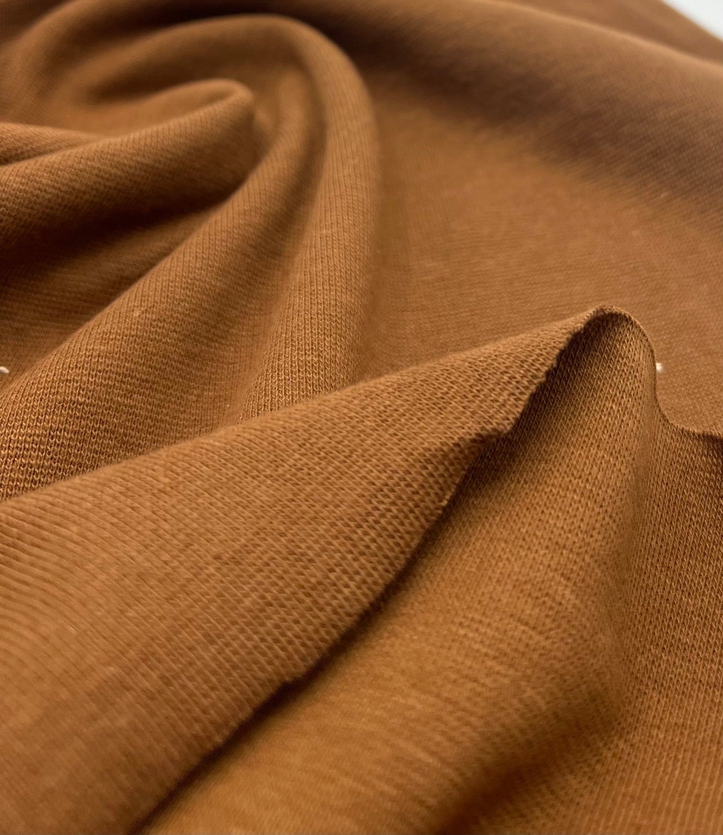 Brown Jersey Cuffing Ribbing Fabric 270 GSM Cotton Knit 70cm Wide - T9 Fabrics