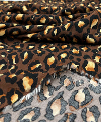 Brown Leopard Animal Lightweight Non Stretch Woven Fabric - T9 Fabrics