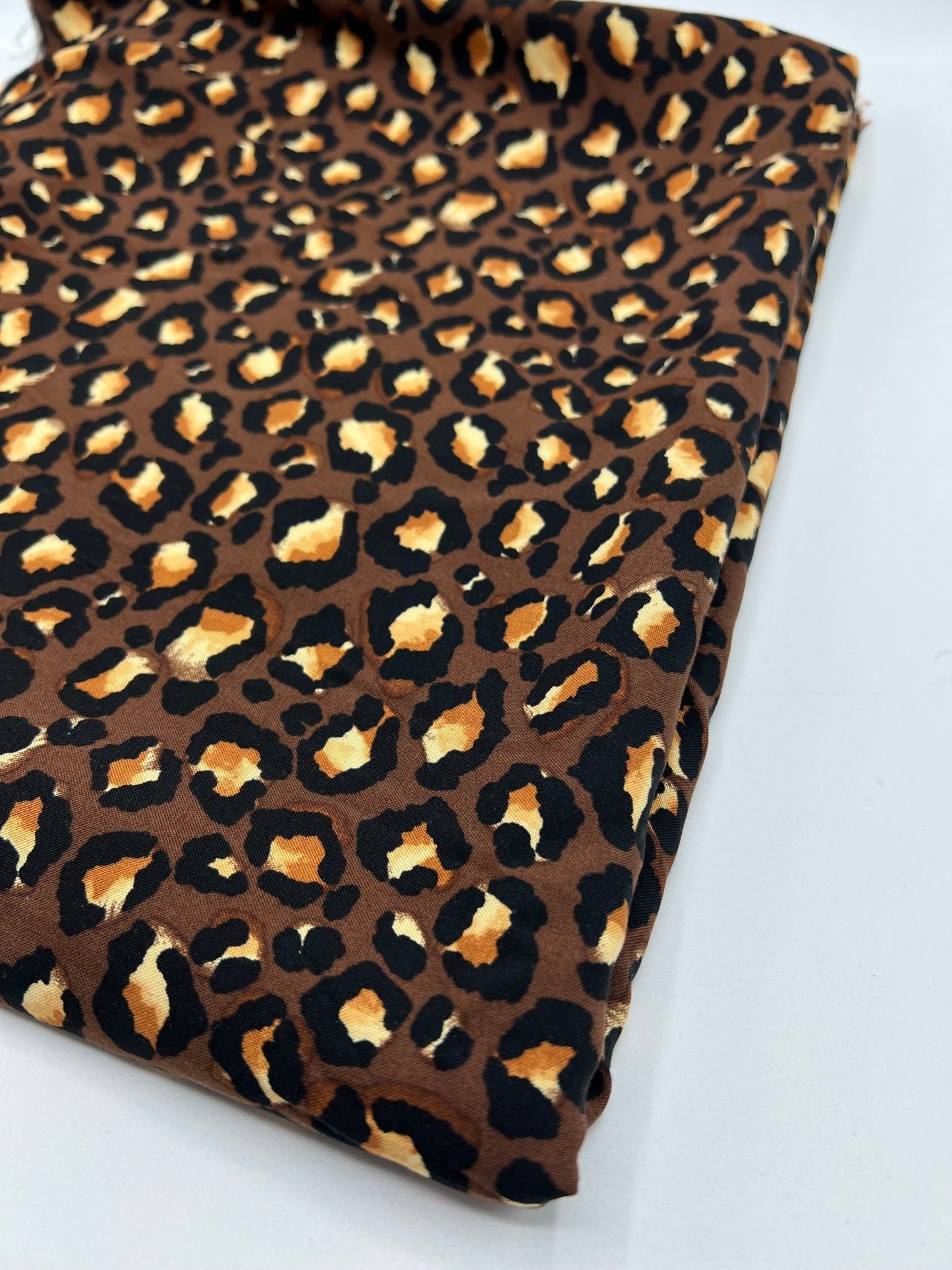 Brown Leopard Animal Lightweight Non Stretch Woven Fabric - T9 Fabrics