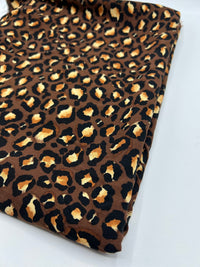 Brown Leopard Animal Lightweight Non Stretch Woven Fabric - T9 Fabrics