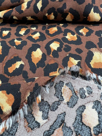 Brown Leopard Animal Lightweight Non Stretch Woven Fabric - T9 Fabrics