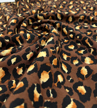 Brown Leopard Animal Lightweight Non Stretch Woven Fabric - T9 Fabrics