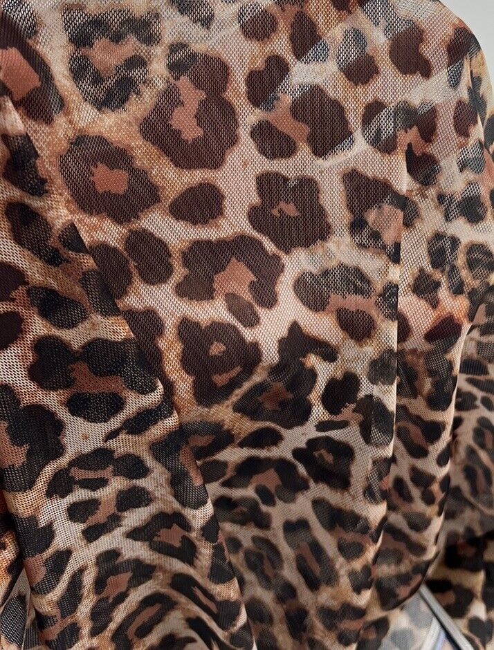 Brown Leopard Mesh Fabric Stretch - T9 Fabrics