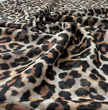 Brown Leopard Mesh Fabric Stretch - T9 Fabrics