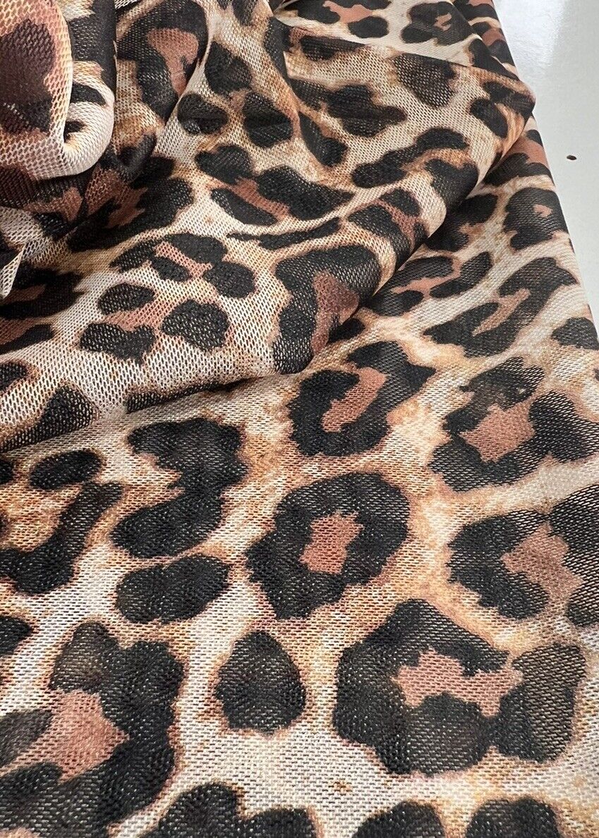 Brown Leopard Mesh Fabric Stretch - T9 Fabrics