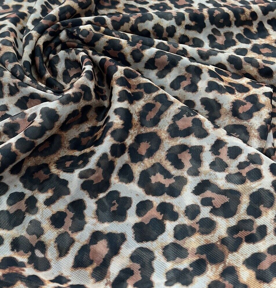 Brown Leopard Mesh Fabric Stretch - T9 Fabrics