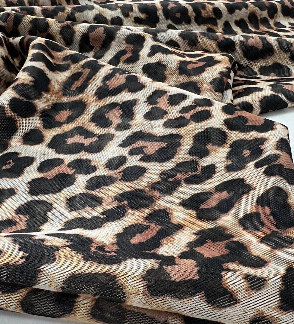 Brown Leopard Mesh Fabric Stretch - T9 Fabrics