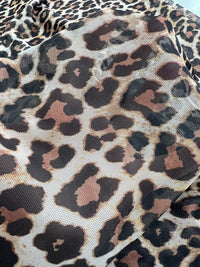 Brown Leopard Mesh Fabric Stretch - T9 Fabrics