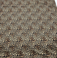 Brown Leopard Print 2X1 Fine Rib Stretch Fabric - T9 Fabrics