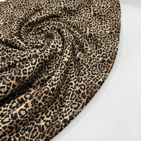 Brown Leopard Print 2X1 Fine Rib Stretch Fabric - T9 Fabrics