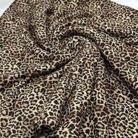 Brown Leopard Print 2X1 Fine Rib Stretch Fabric - T9 Fabrics