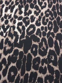 Brown Leopard Print Light weight Bubble Crepe Fabric - T9 Fabrics