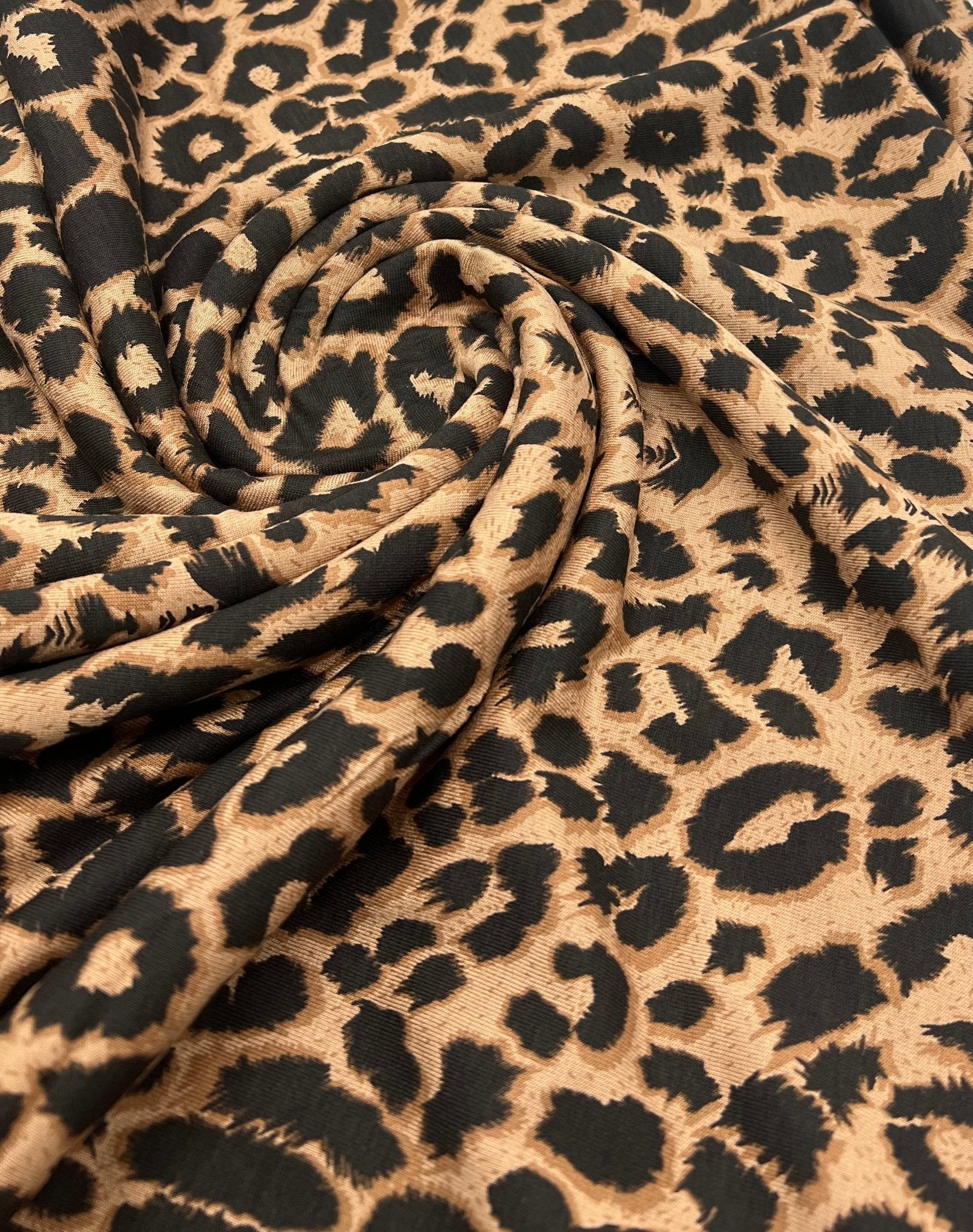 Brown Mix Leopard Print Viscose Elastane Fabric - T9 Fabrics