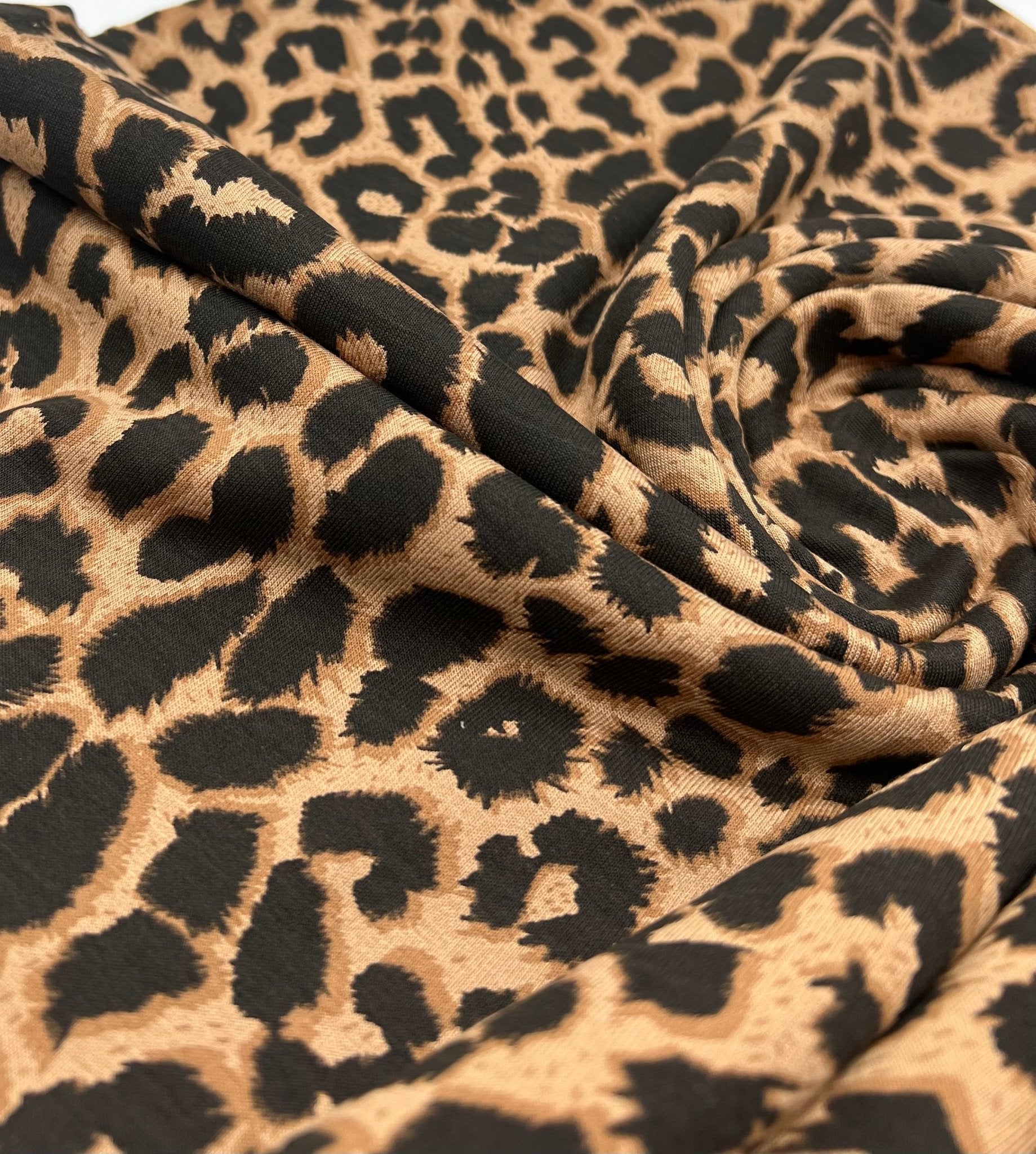 Brown Mix Leopard Print Viscose Elastane Fabric - T9 Fabrics