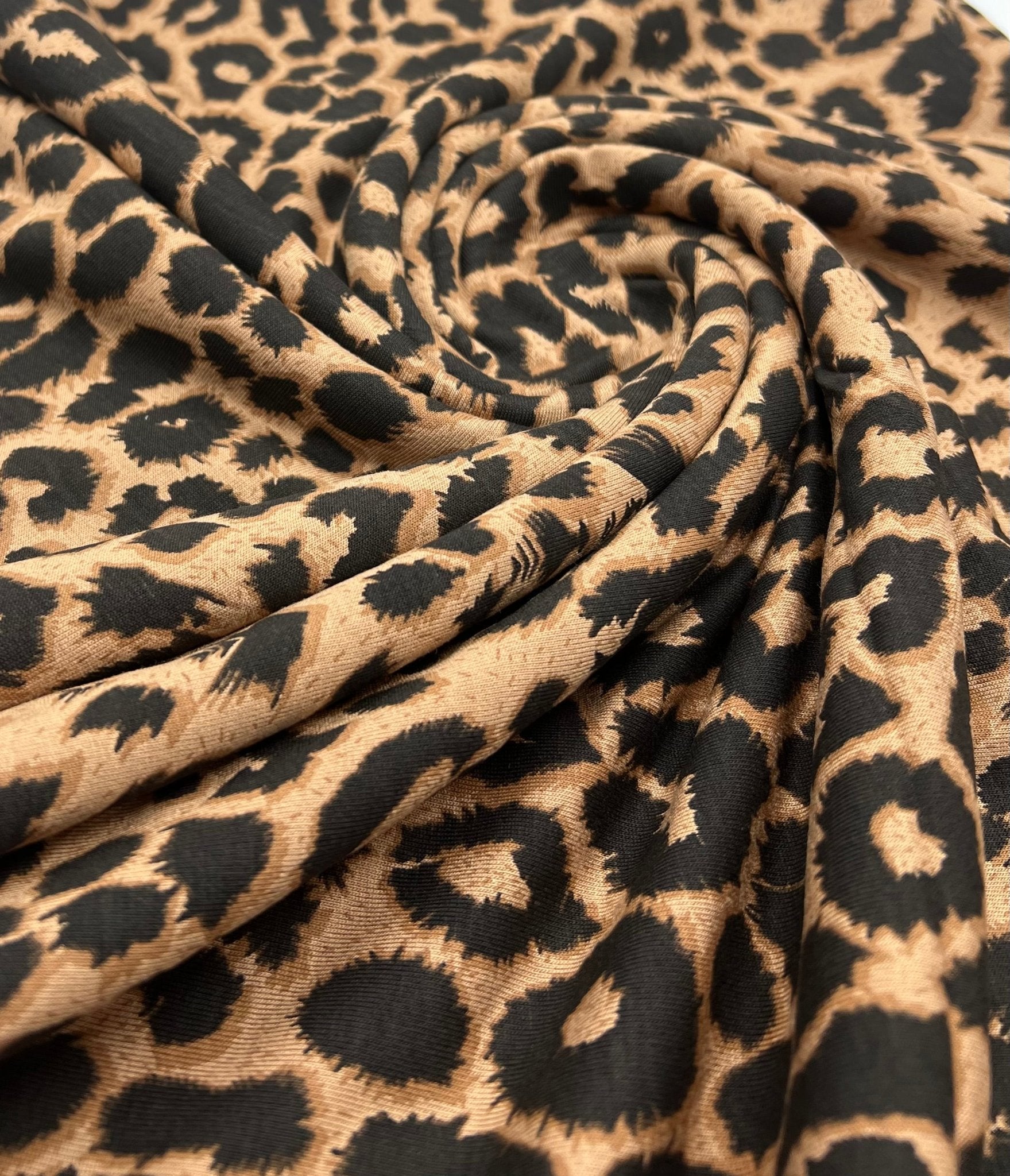 Brown Mix Leopard Print Viscose Elastane Fabric - T9 Fabrics