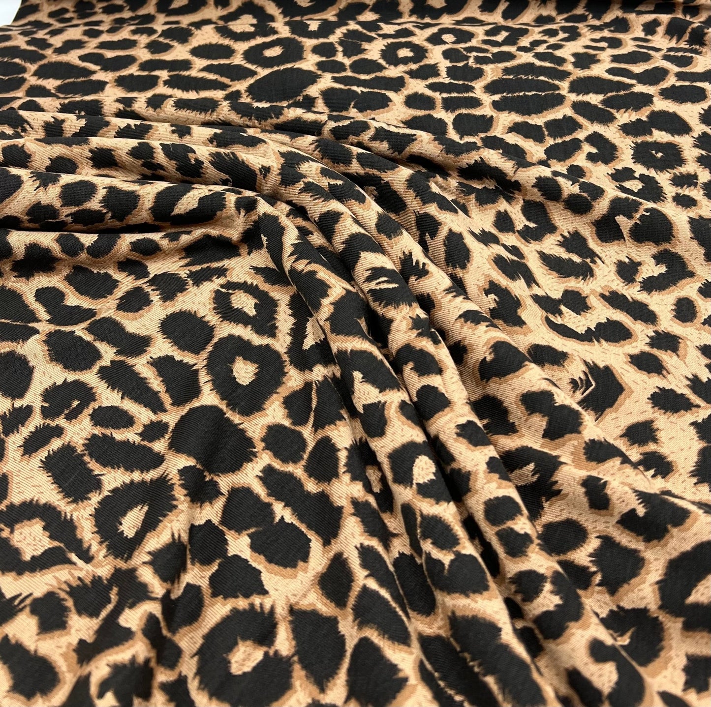 Brown Mix Leopard Print Viscose Elastane Fabric - T9 Fabrics