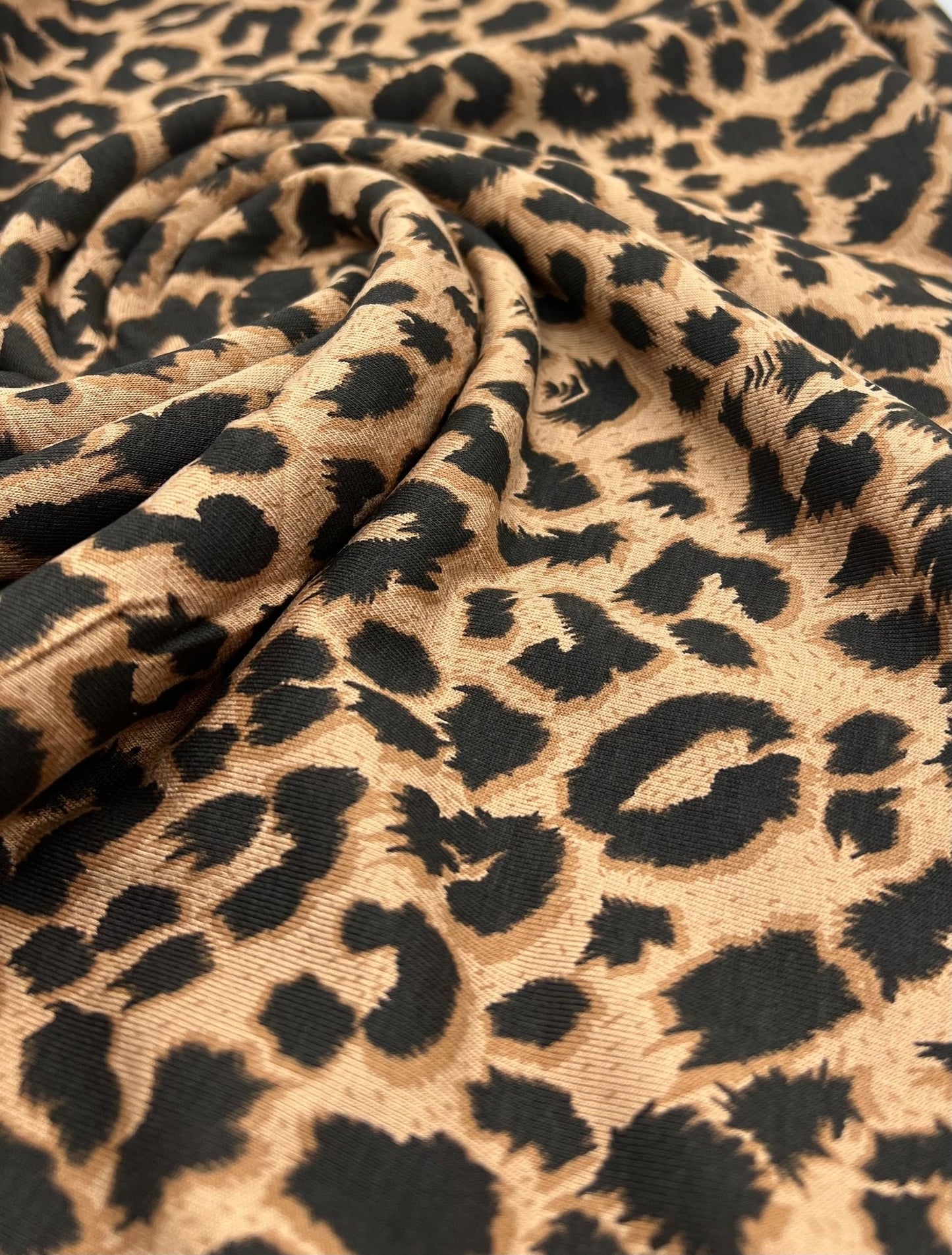 Brown Mix Leopard Print Viscose Elastane Fabric - T9 Fabrics