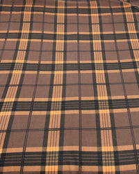 Brown Orange Check Print Spun Poly Stretch Fabric - T9 Fabrics