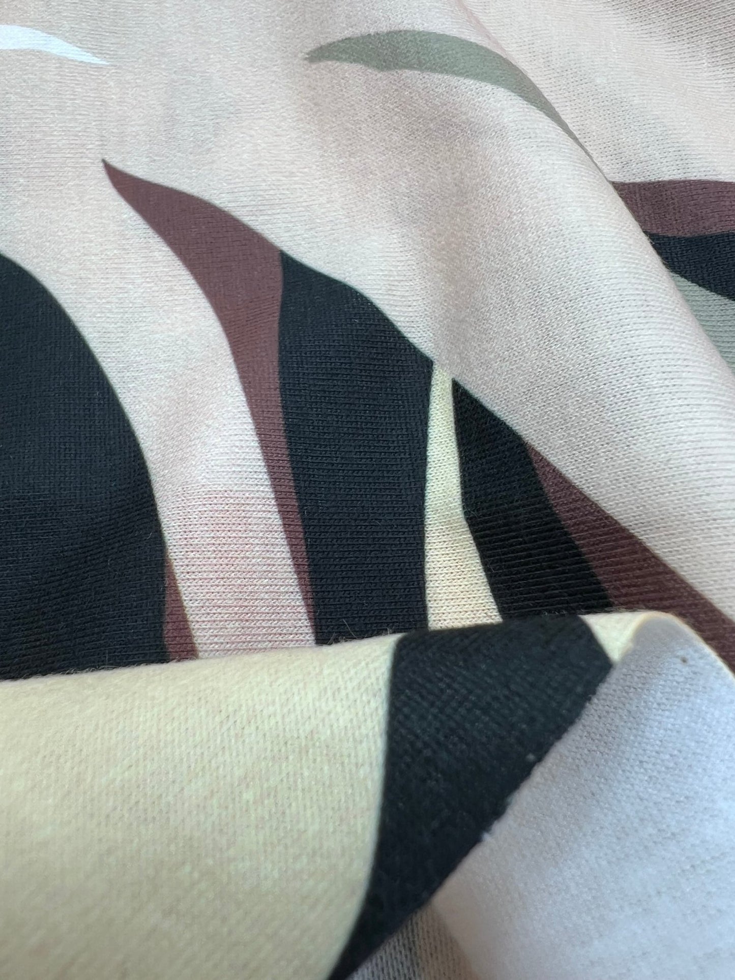 Brown Orange Mix Print Spun Poly Stretch Fabric - T9 Fabrics