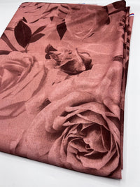 Brown Rose Printed Lightweight Onionskin Stretch Fabric - T9 Fabrics