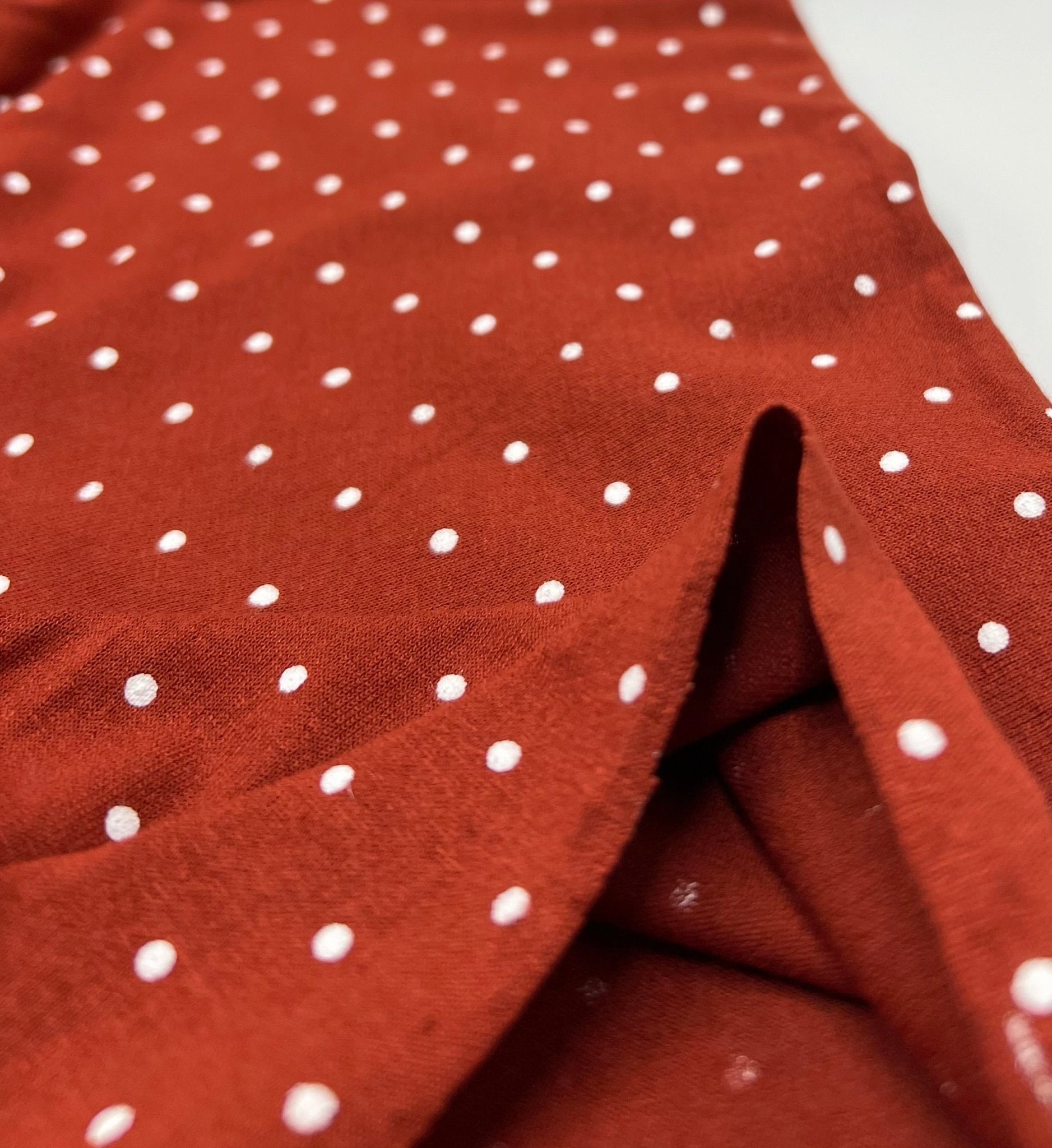 Brown Small Polka Dot Viscose Elastane Fabric - T9 Fabrics